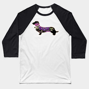 Floral Dachshund Baseball T-Shirt